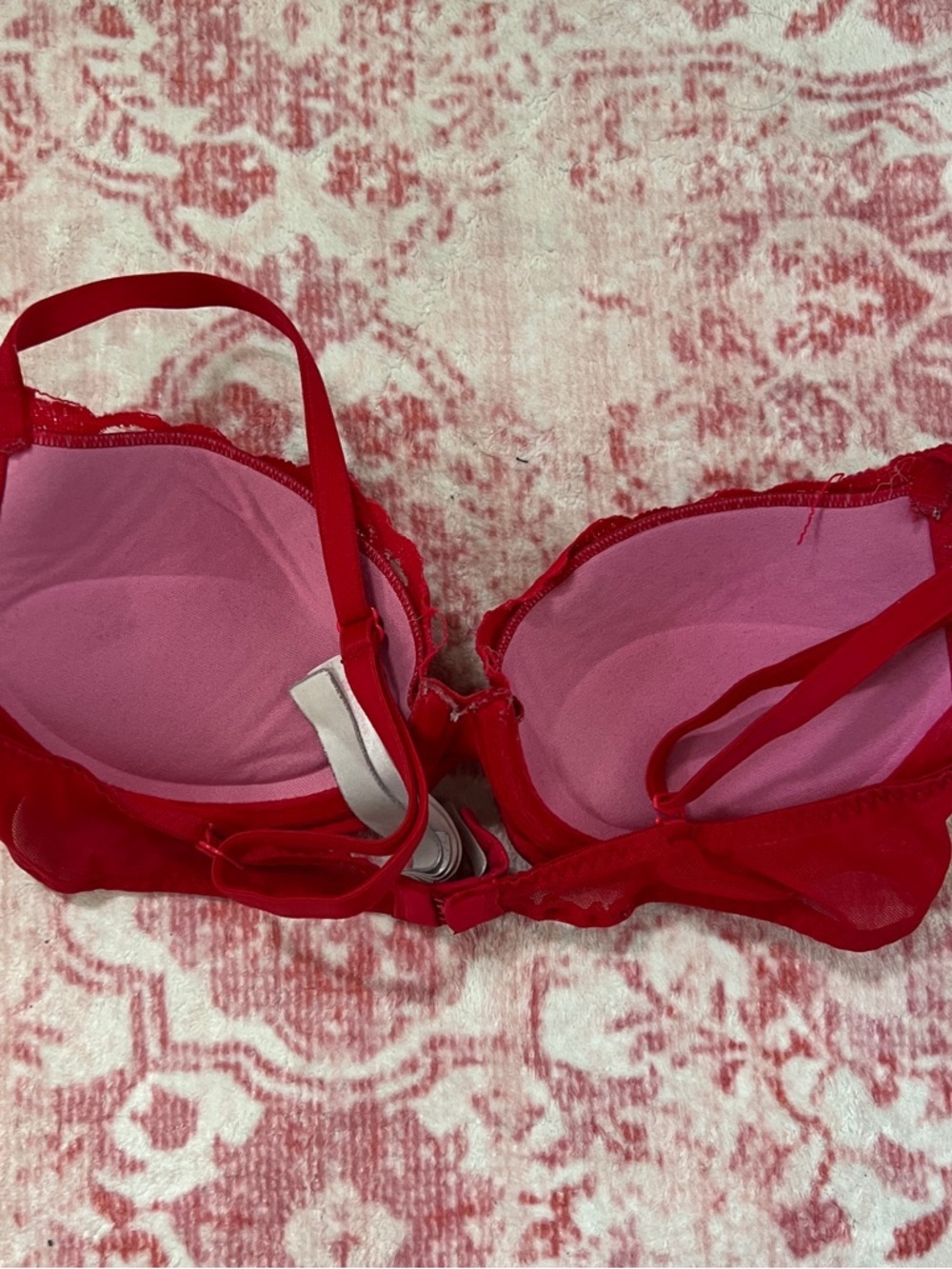 PINK Victoria's Secret Red Lace Underwire Date Push Up Bra - Picture 3 of 6